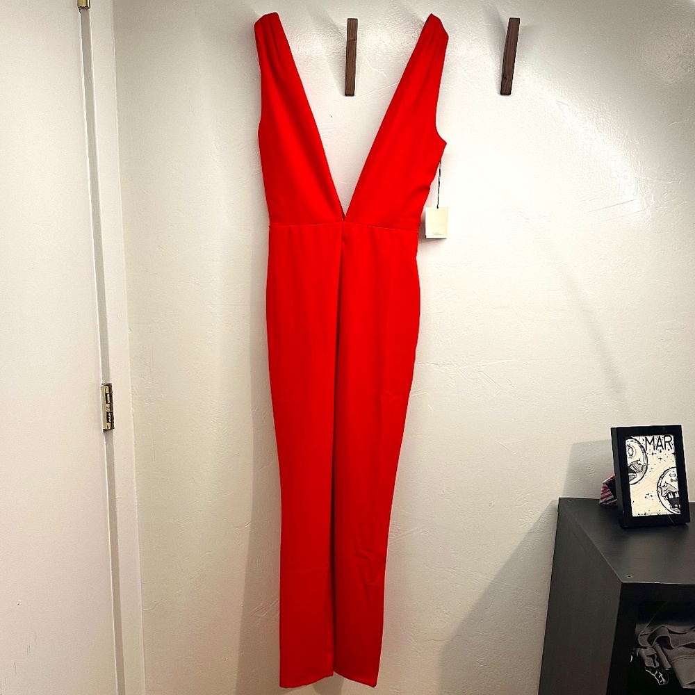 Red Low cut jumpsuit